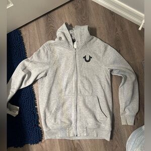 True Religion Light Gray Kids Zip-Up Hoodie